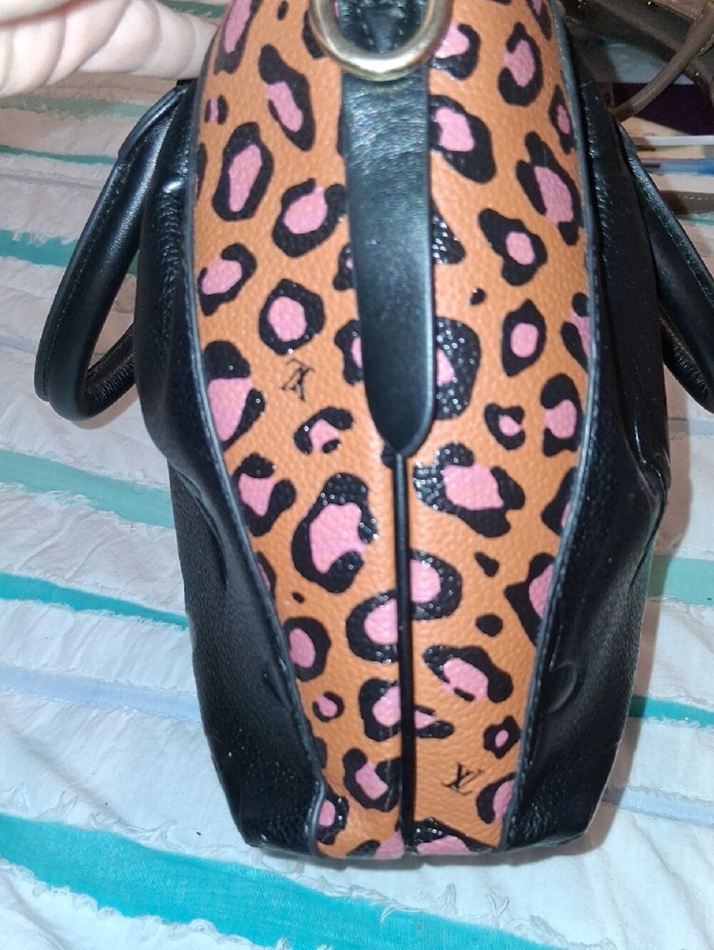 Black Embossed Monogram Purse with Leopard Side Panels, **No Bundle, Firm Price* - Picture 7 of 16
